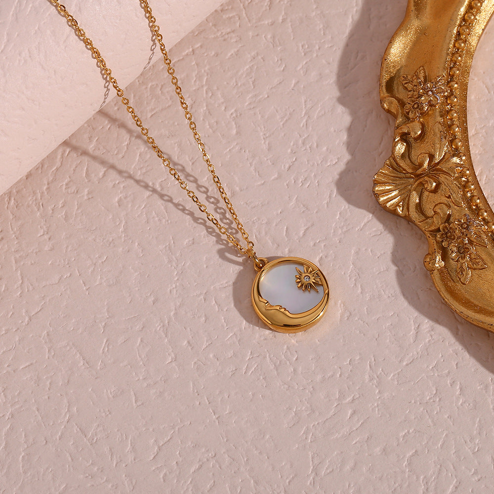 Gold Shell Moon Necklace