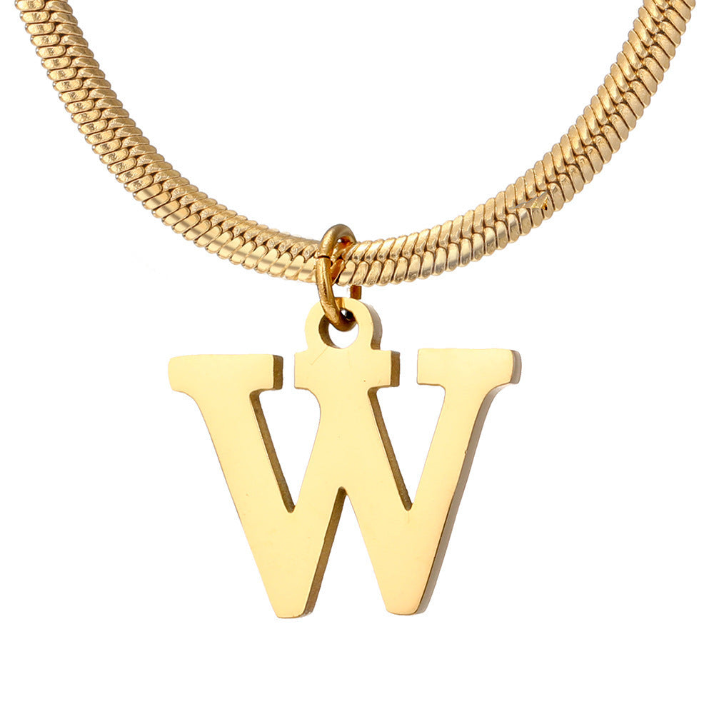 Gold Snake Chain Initial Necklace