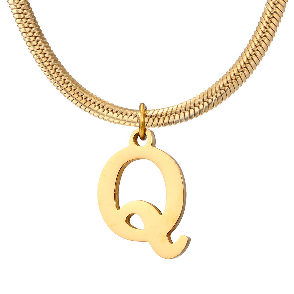 Gold Snake Chain Initial Necklace