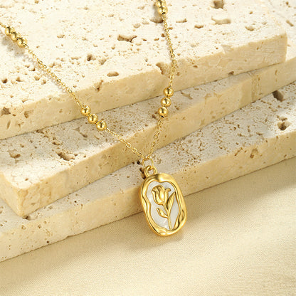 Golden Rose Shell Necklace