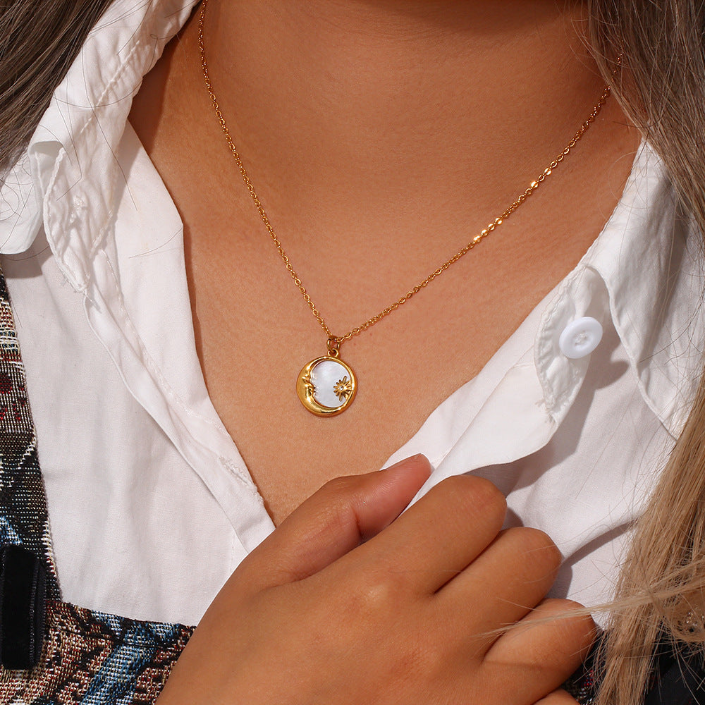 Gold Shell Moon Necklace