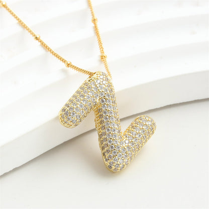 Diamond Bubble Initial Necklace