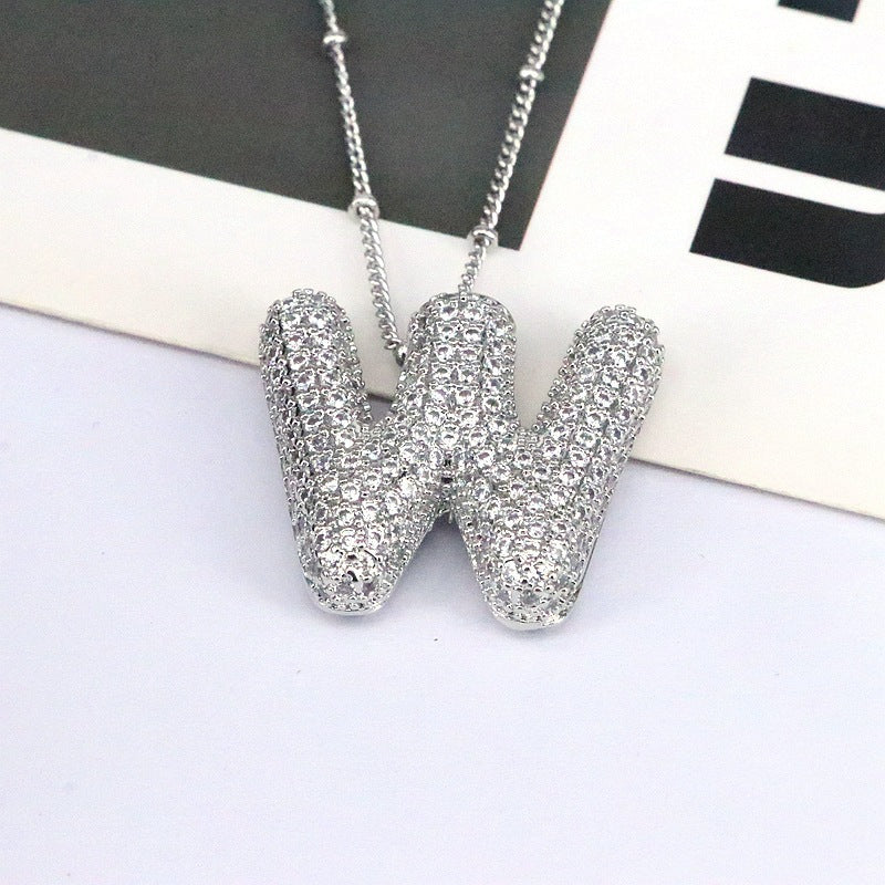 Diamond Bubble Initial Necklace