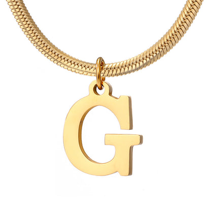 Gold Snake Chain Initial Necklace