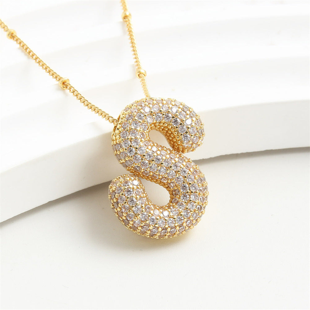 Diamond Bubble Initial Necklace