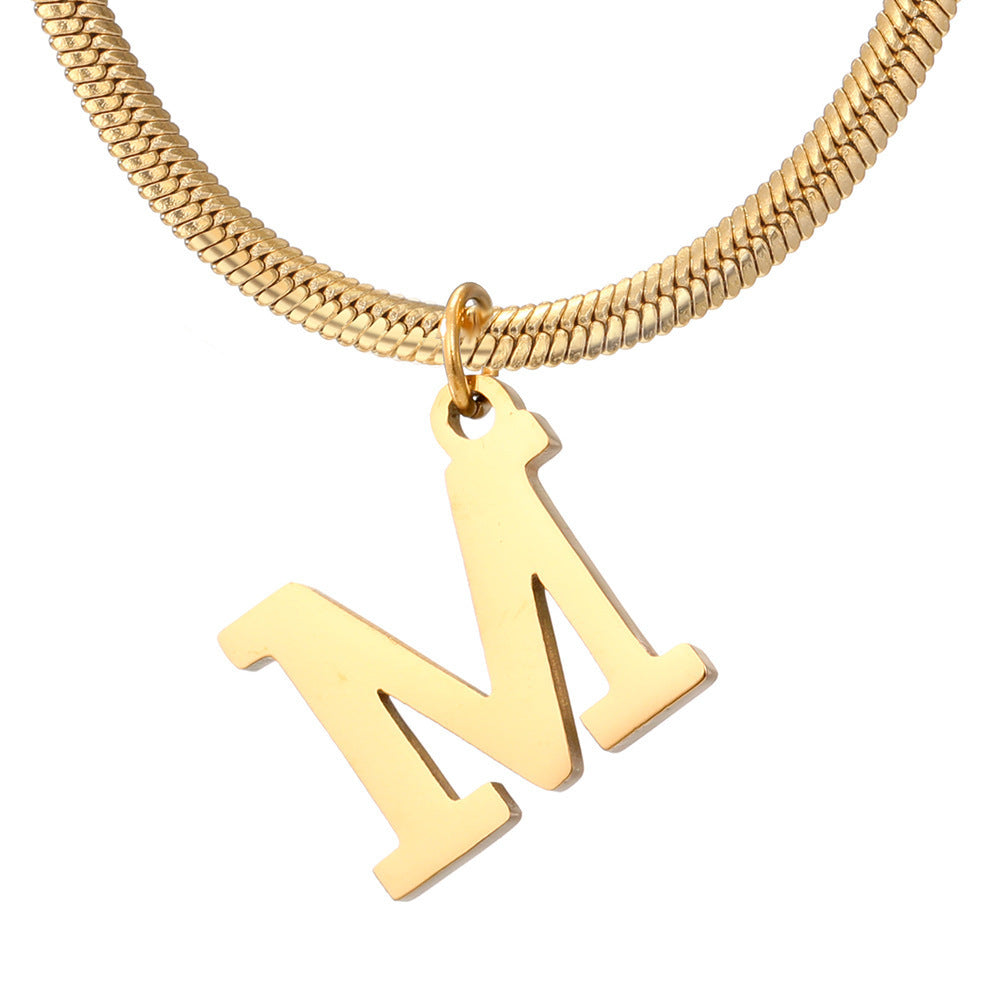 Gold Snake Chain Initial Necklace