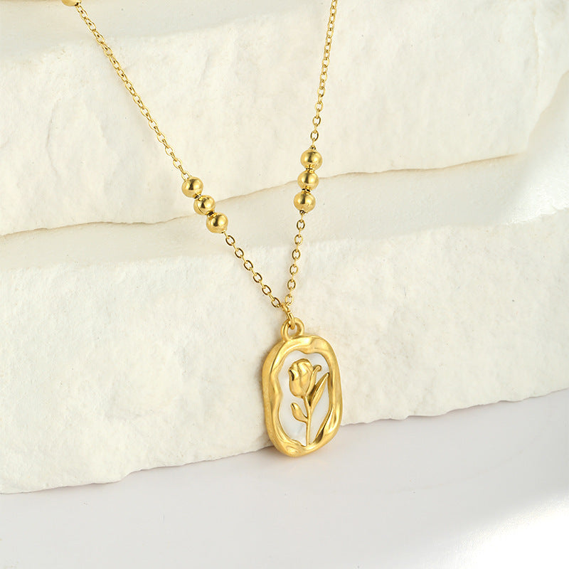 Golden Rose Shell Necklace