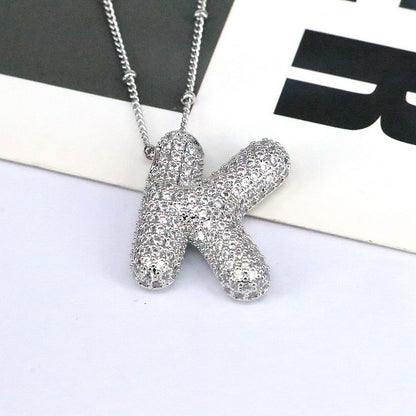 Diamond Bubble Initial Necklace