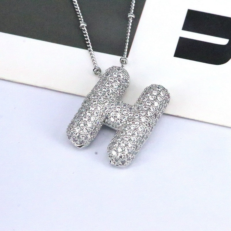 Diamond Bubble Initial Necklace