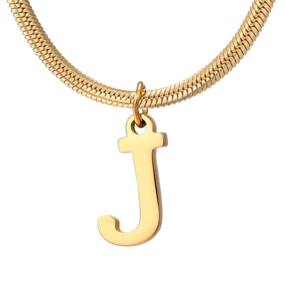 Gold Snake Chain Initial Necklace