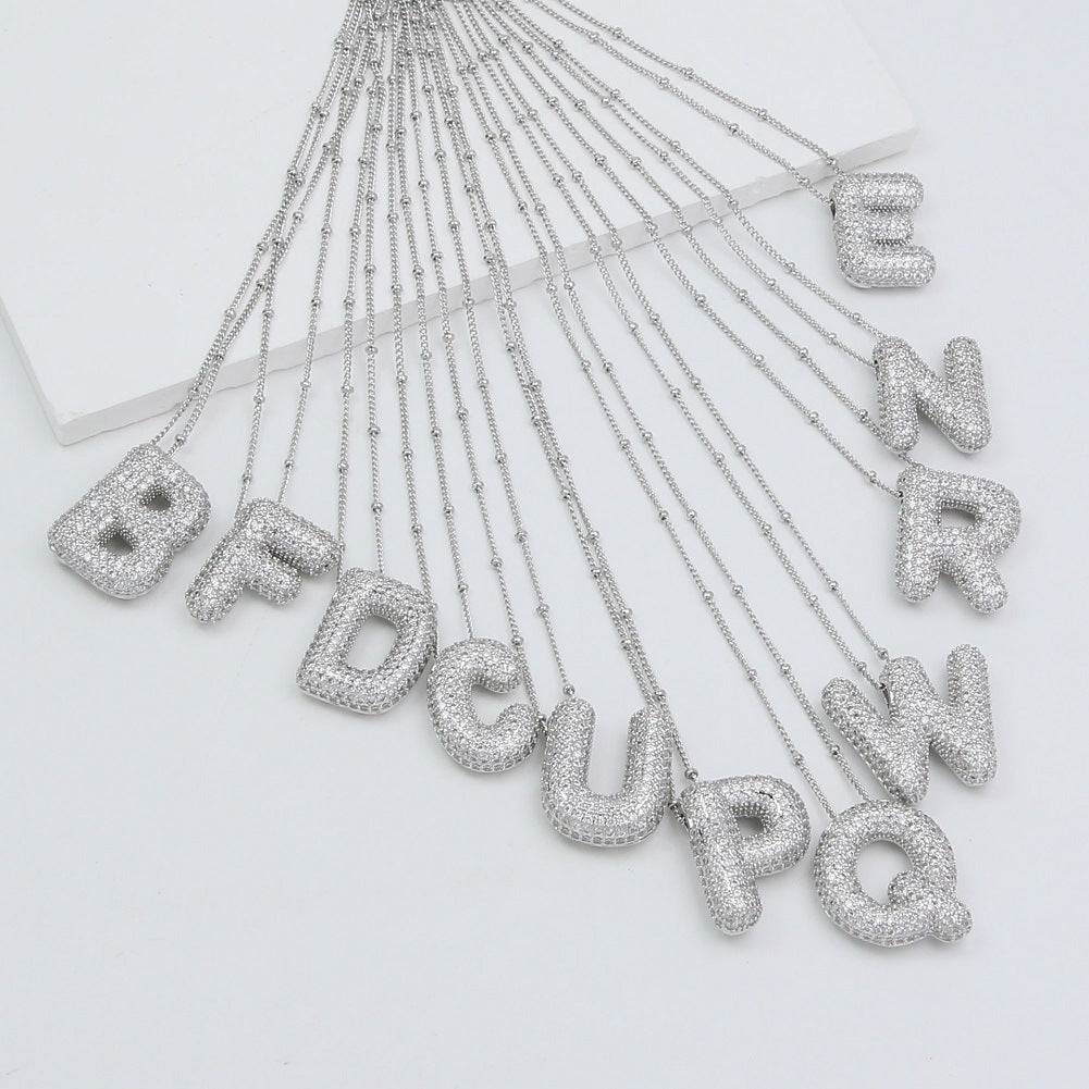 Diamond Bubble Initial Necklace