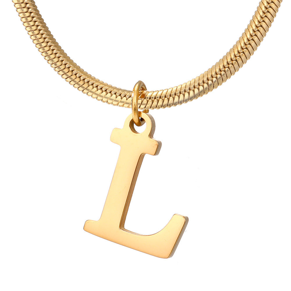 Gold Snake Chain Initial Necklace