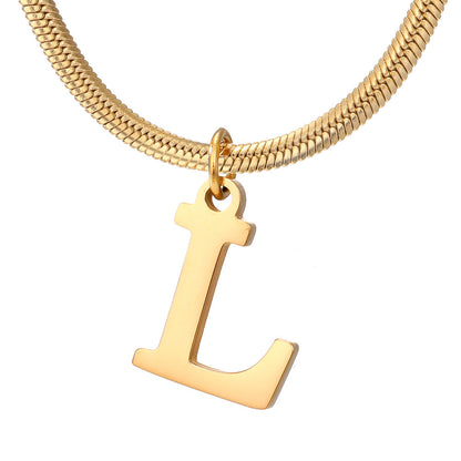 Gold Snake Chain Initial Necklace