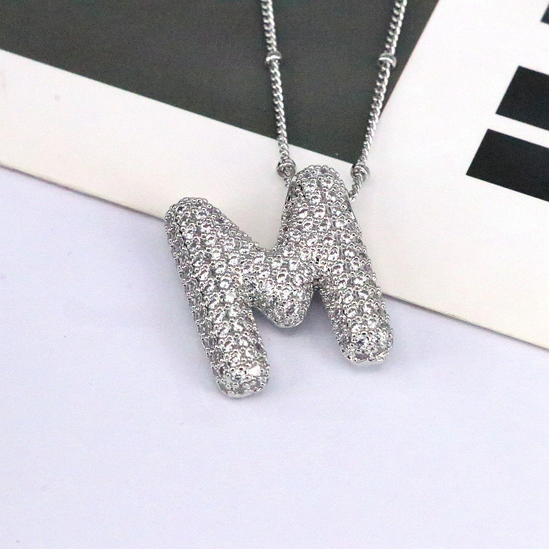 Diamond Bubble Initial Necklace