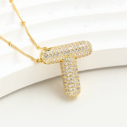 Diamond Bubble Initial Necklace