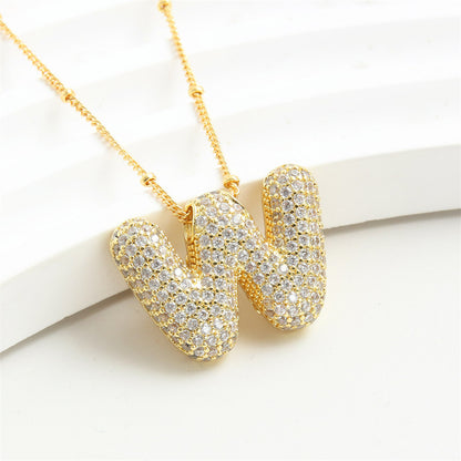 Diamond Bubble Initial Necklace