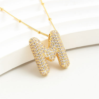 Diamond Bubble Initial Necklace