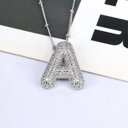 Diamond Bubble Initial Necklace