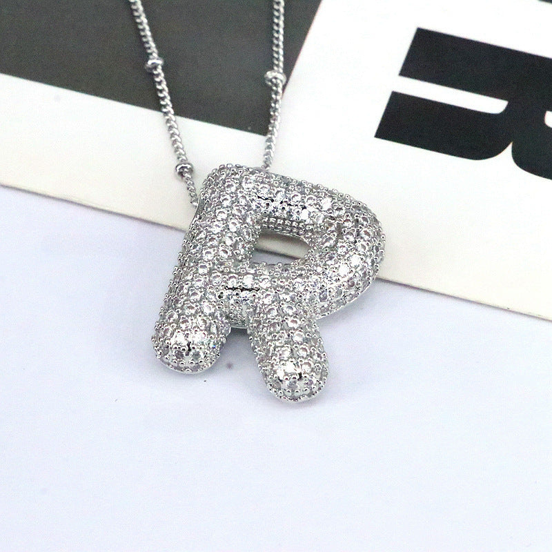 Diamond Bubble Initial Necklace