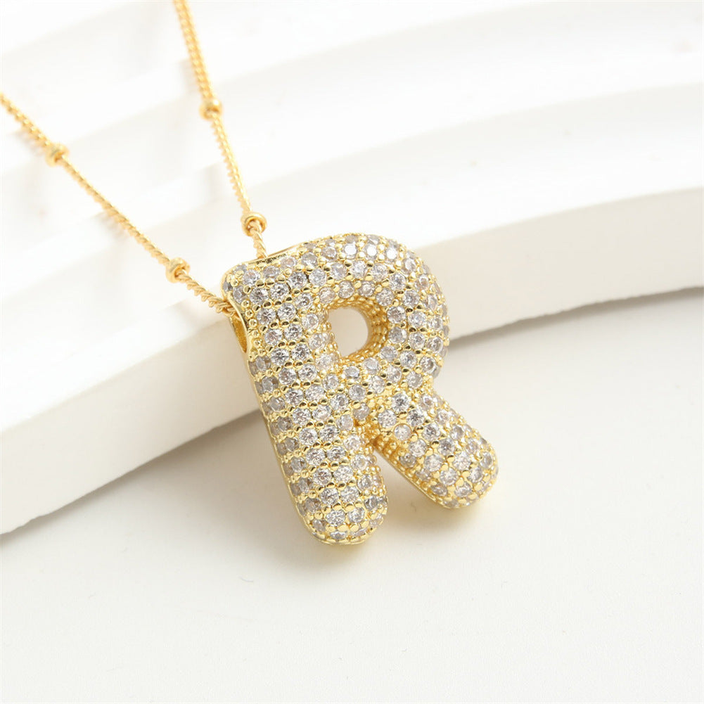 Diamond Bubble Initial Necklace