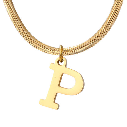 Gold Snake Chain Initial Necklace