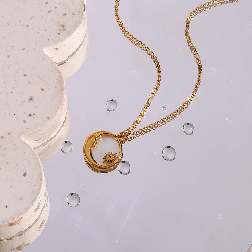 Gold Shell Moon Necklace