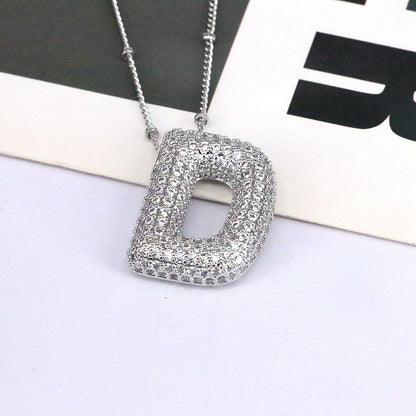 Diamond Bubble Initial Necklace