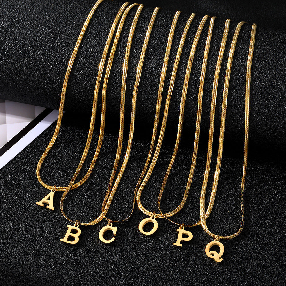 Gold Snake Chain Initial Necklace