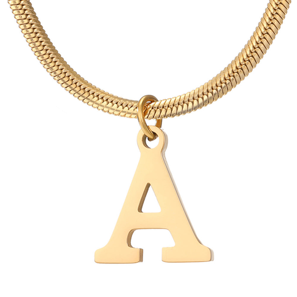 Gold Snake Chain Initial Necklace