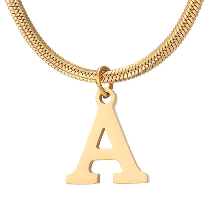 Gold Snake Chain Initial Necklace