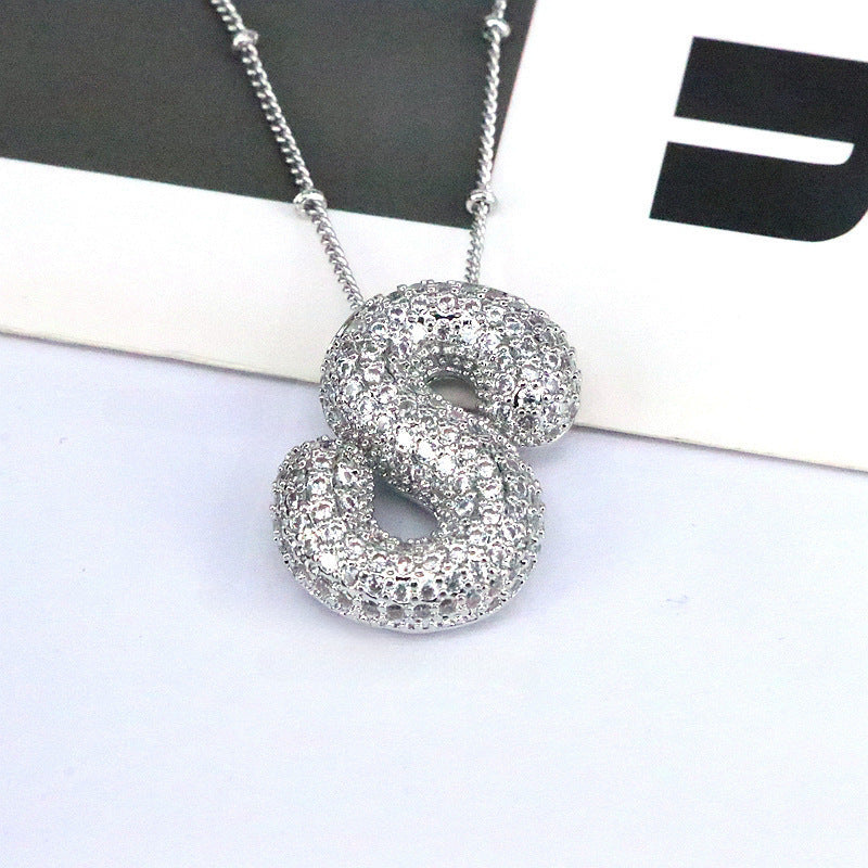 Diamond Bubble Initial Necklace