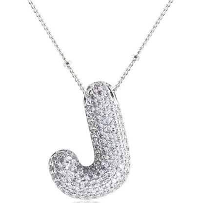 Diamond Bubble Initial Necklace