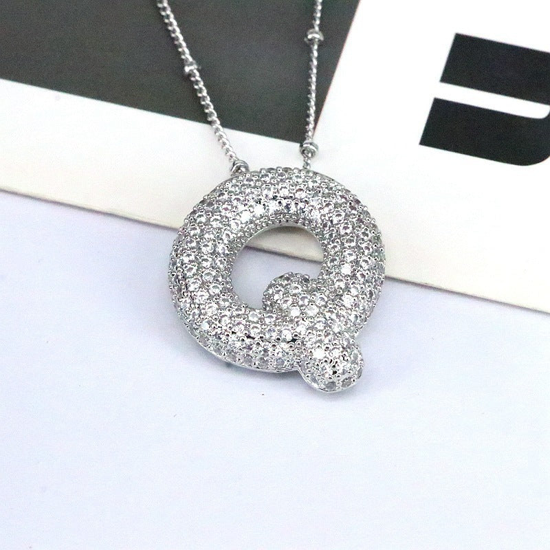 Diamond Bubble Initial Necklace