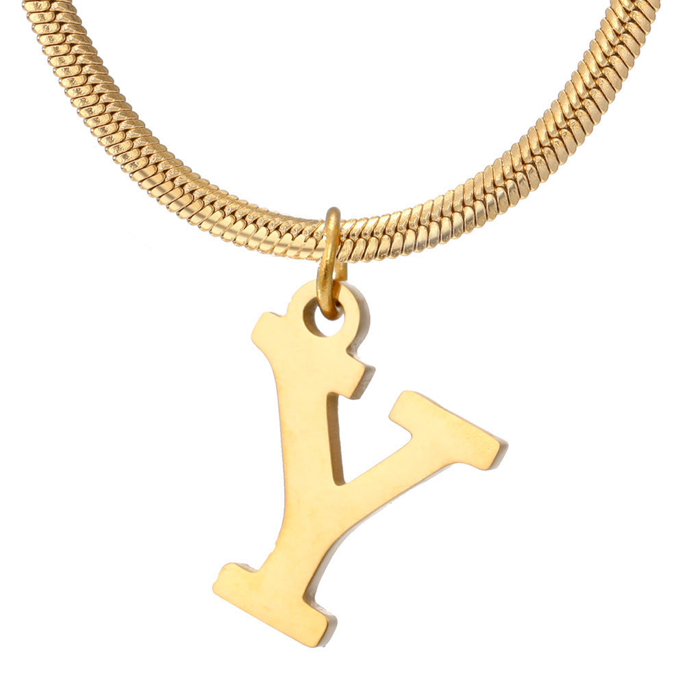 Gold Snake Chain Initial Necklace