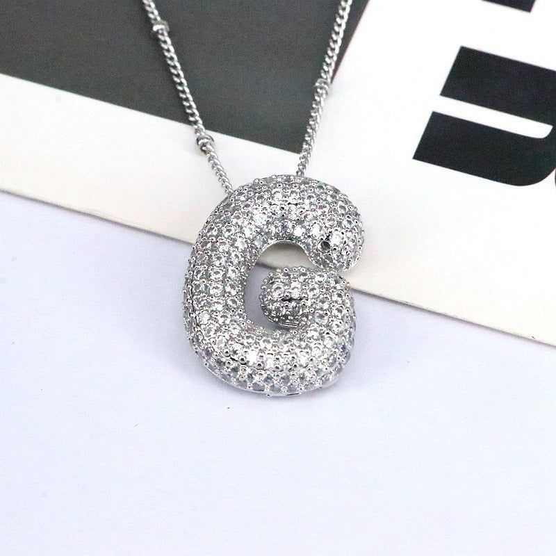 Diamond Bubble Initial Necklace