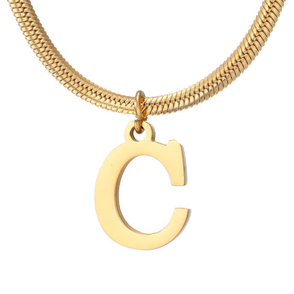 Gold Snake Chain Initial Necklace