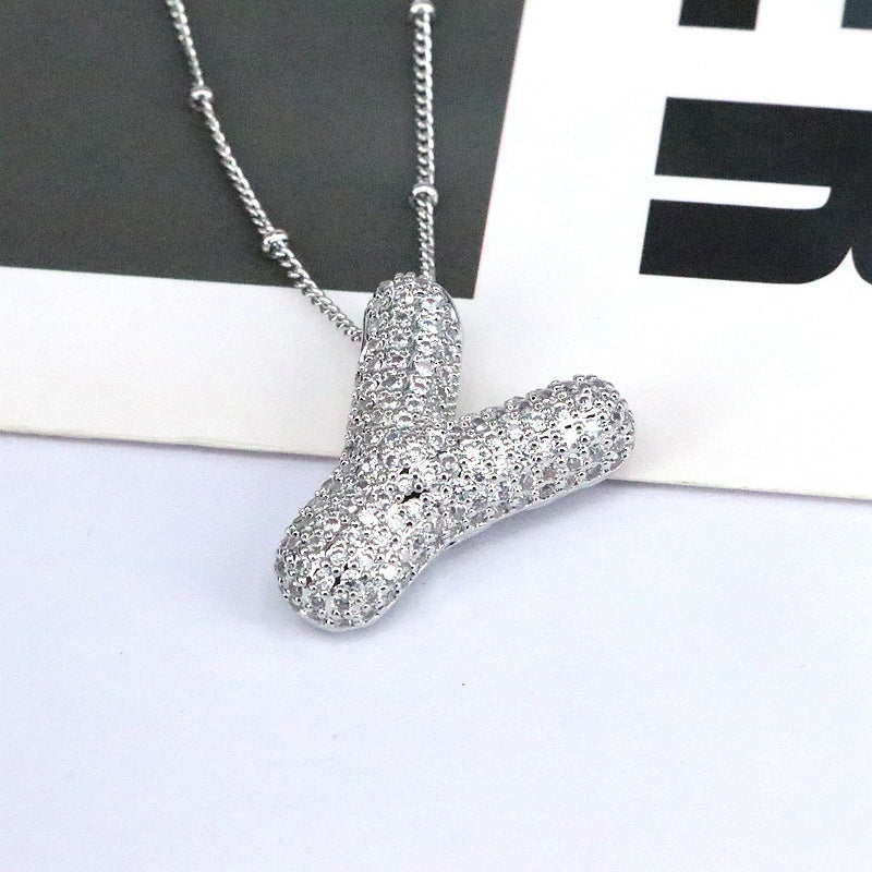 Diamond Bubble Initial Necklace