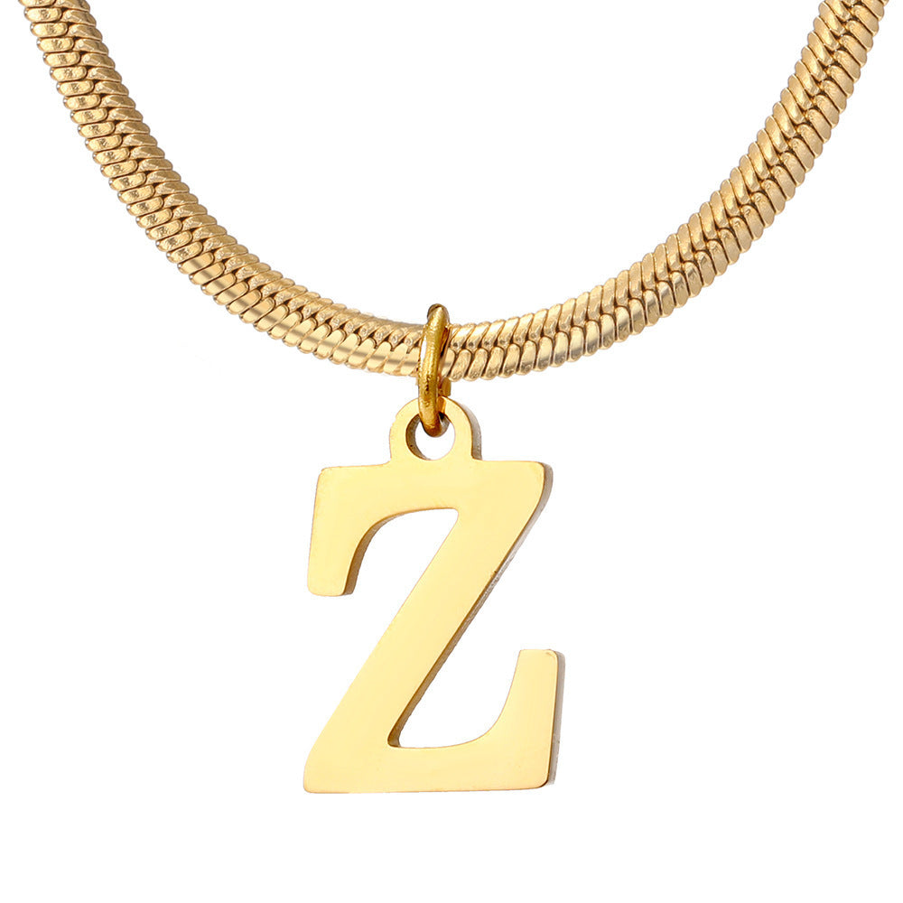 Gold Snake Chain Initial Necklace