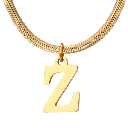 Gold Snake Chain Initial Necklace