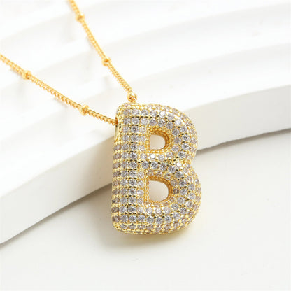 Diamond Bubble Initial Necklace