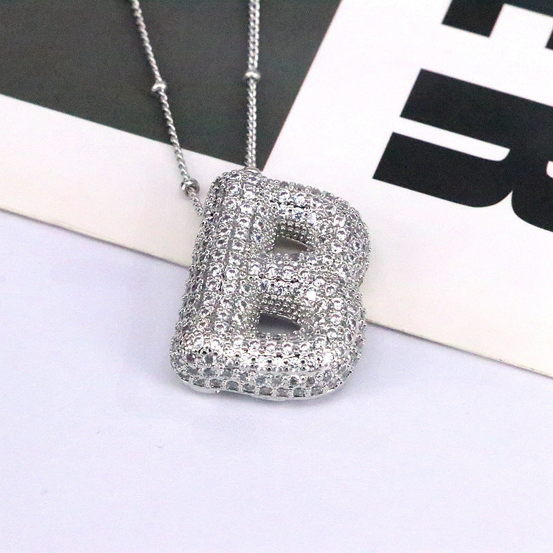 Diamond Bubble Initial Necklace