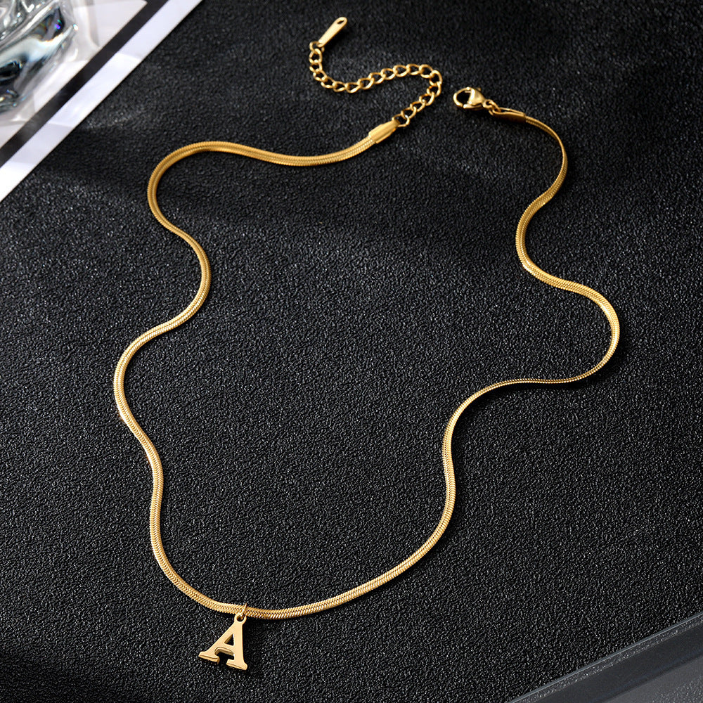 Gold Snake Chain Initial Necklace