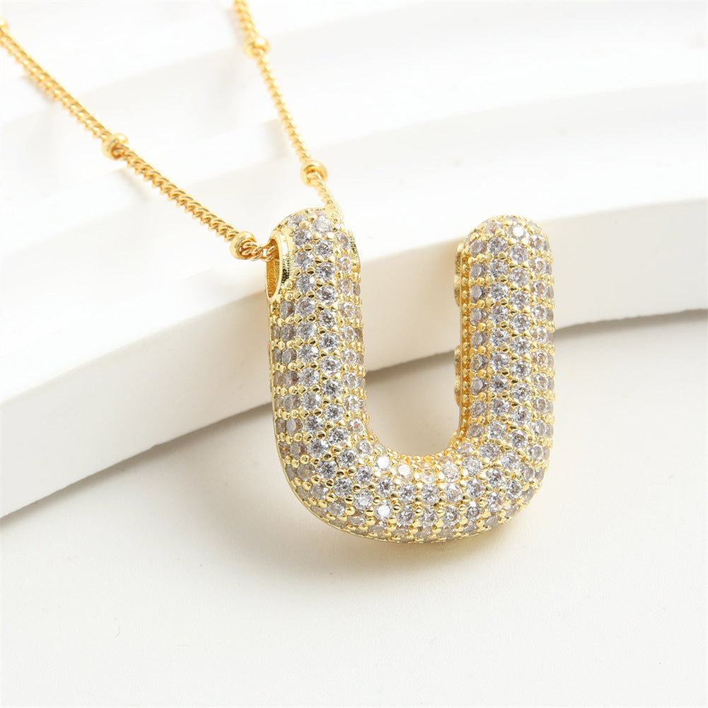 Diamond Bubble Initial Necklace