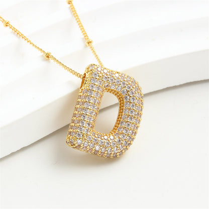 Diamond Bubble Initial Necklace