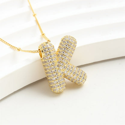 Diamond Bubble Initial Necklace