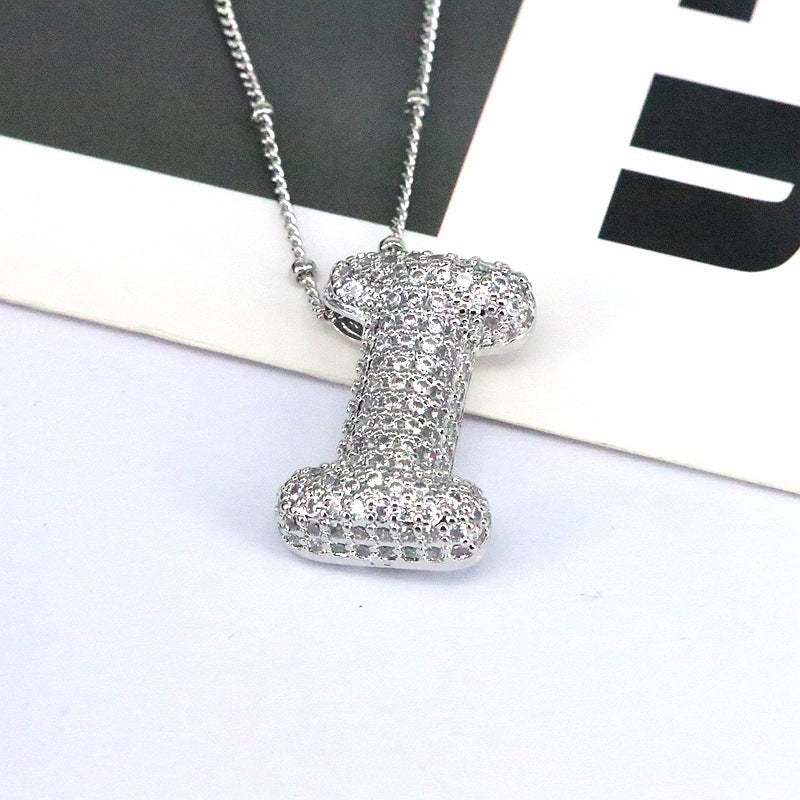 Diamond Bubble Initial Necklace