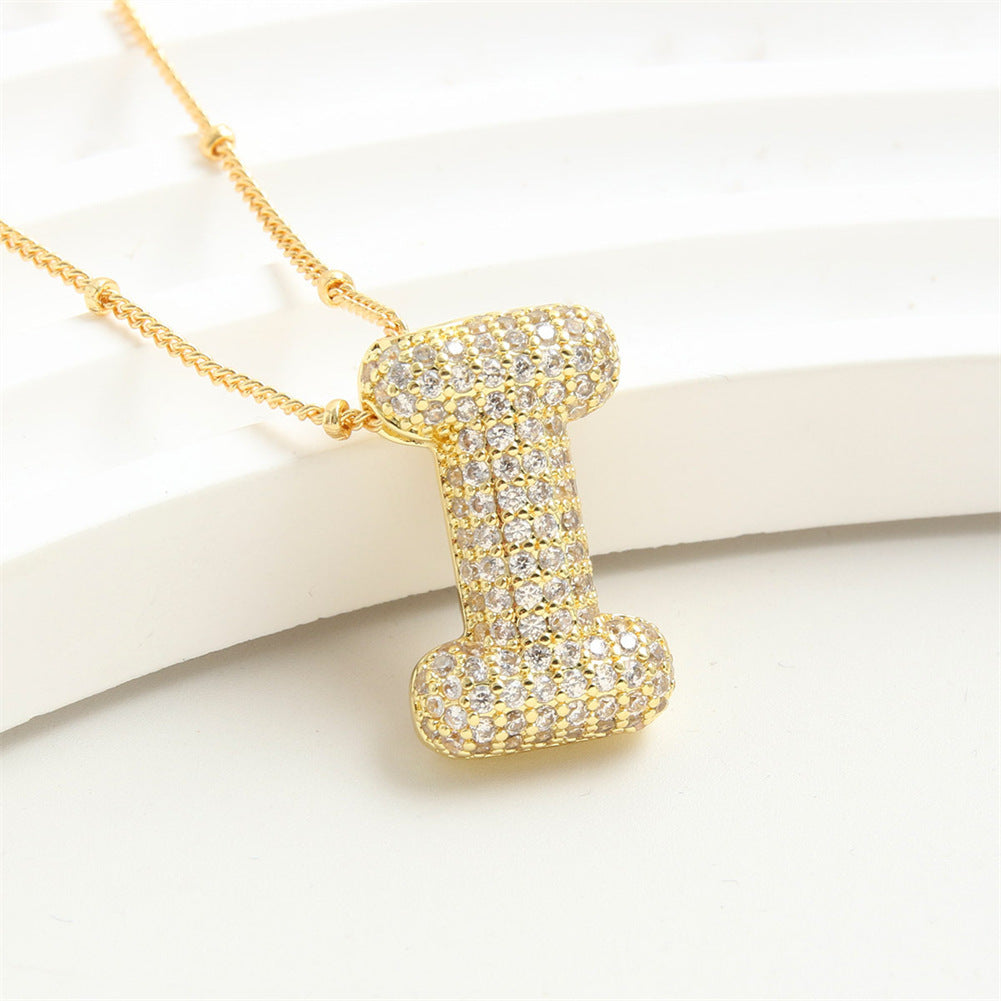 Diamond Bubble Initial Necklace