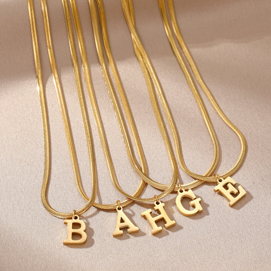 Gold Snake Chain Initial Necklace