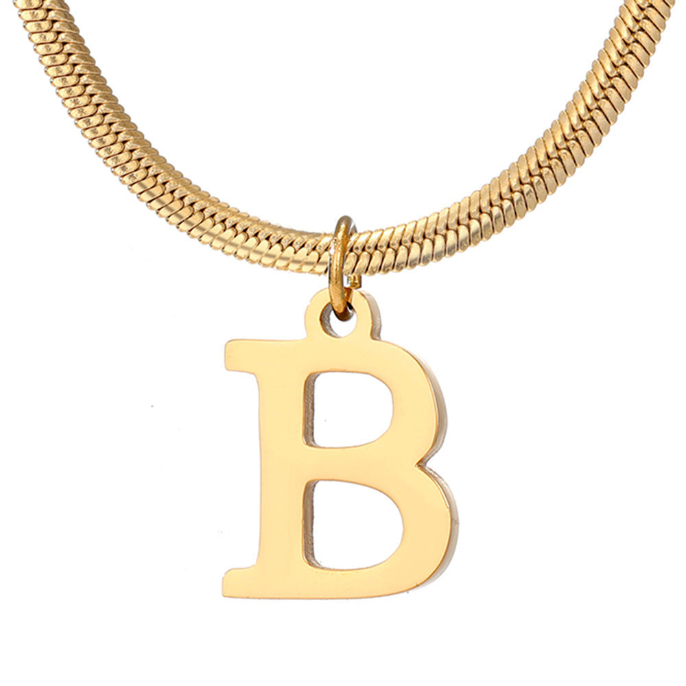 Gold Snake Chain Initial Necklace