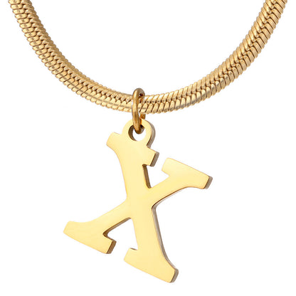 Gold Snake Chain Initial Necklace